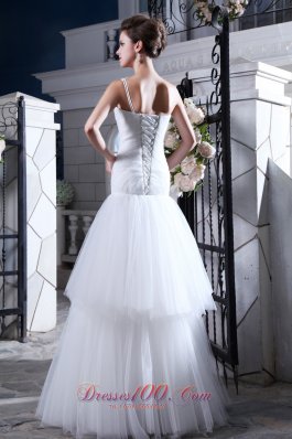 One Shoulder Mermaid Bridal Dress Crystal Tulle Tiered