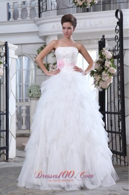 Lastest Strapless Ruffles Wedding Gowns Floral Colored