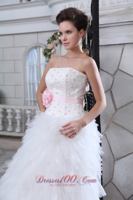 Lastest Strapless Ruffles Wedding Gowns Floral Colored