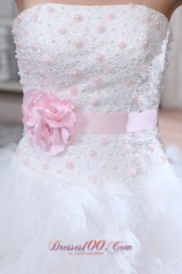 Lastest Strapless Ruffles Wedding Gowns Floral Colored