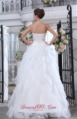 Lastest Strapless Ruffles Wedding Gowns Floral Colored