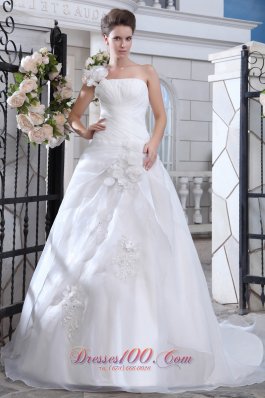 Handmade Floral One Shoulder Bridal Dress Court Wrapped