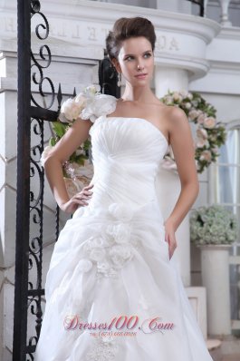 Handmade Floral One Shoulder Bridal Dress Court Wrapped