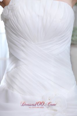 Handmade Floral One Shoulder Bridal Dress Court Wrapped