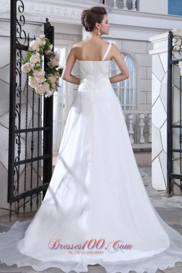 Handmade Floral One Shoulder Bridal Dress Court Wrapped