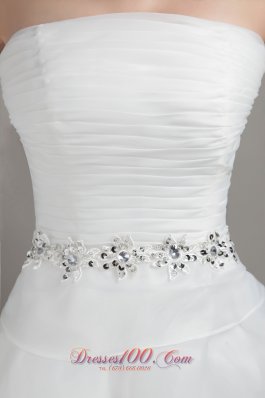 Princess Cascading Ruffles Beach Wedding Dress Court Train