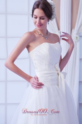 White Sash Bridal Dress Fairy Tales Style Court Train