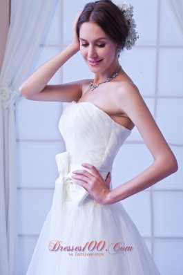 White Sash Bridal Dress Fairy Tales Style Court Train