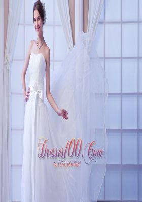 White Sash Bridal Dress Fairy Tales Style Court Train