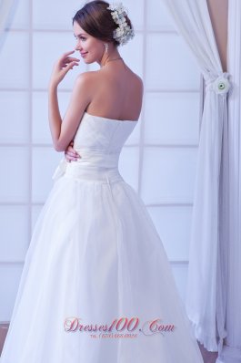 White Sash Bridal Dress Fairy Tales Style Court Train