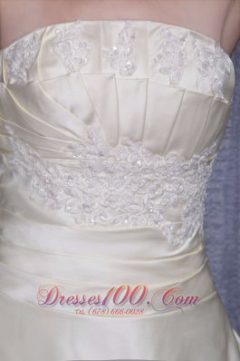 Champagne Empire Wedding Bridal Gowns Ruffles Court Train