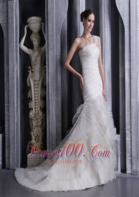 Pretty Mermaid One Shoulder Bridal Gowns Court Corset