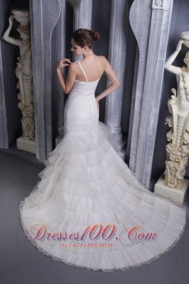 Pretty Mermaid One Shoulder Bridal Gowns Court Corset