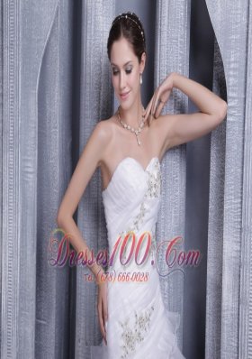 Cascading Ruffles Bridal Gowns Sweetheart Court Appliques