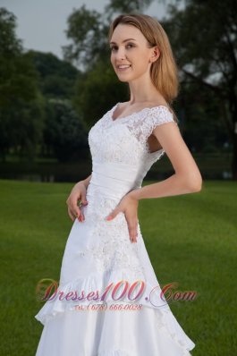 Off Shoulder White Garden Lace Wedding Bridal Gowns Ruffle