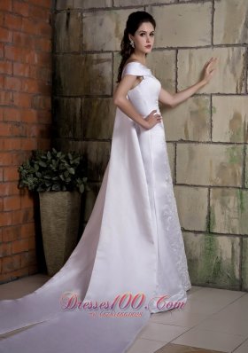 Off Shoulder Mermaid Wedding Dress Good Quality Watteau