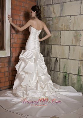 Mermaid Bridal Gown Pleated Strapless Chapel Train