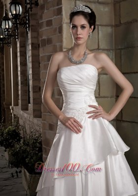 Tiered Strapless Bridal Gowns Good Quality Court Train