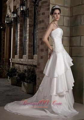 Tiered Strapless Bridal Gowns Good Quality Court Train