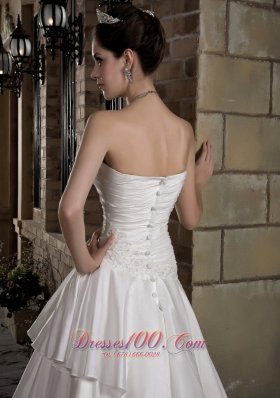 Tiered Strapless Bridal Gowns Good Quality Court Train