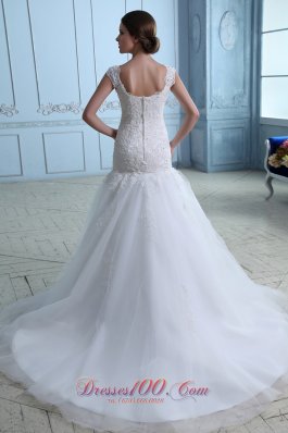 Tulle Lace Wedding Dress Mermaid Straps on Sale