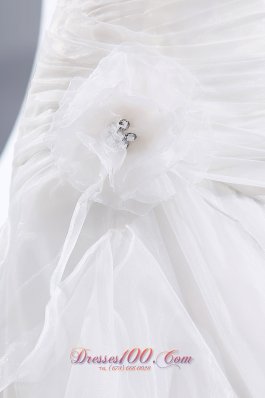 Ruched Strapless Bridal Gowns Court Train Organza