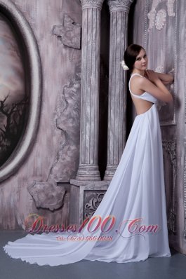 V-neck Court Train Chiffon Beading Wedding Dress