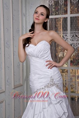 Sweetheart Brush Train Layered Taffeta Wedding Dress