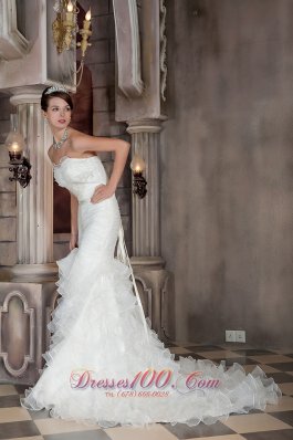 Mermaid Sweetheart Organza Ruffles Bridal Gowns