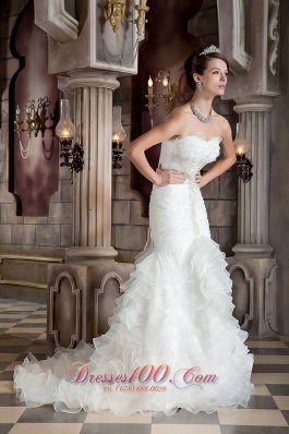 Mermaid Sweetheart Organza Ruffles Bridal Gowns