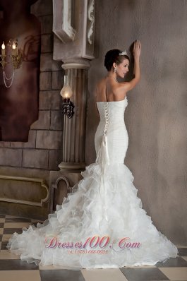 Mermaid Sweetheart Organza Ruffles Bridal Gowns