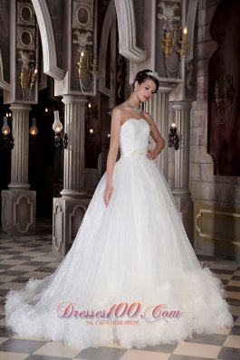 Feather Like Sweetheart Organza Wedding Dress