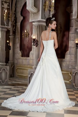 Beautiful One Shoulder Court Train Chiffon Bridal Gowns