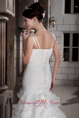 Simple V-neck Ruffled Layers Wedding Dress