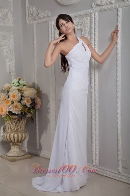 Special One Shoulder Bridal dress Chiffon Ruch