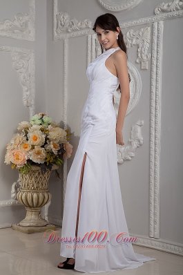 Special One Shoulder Bridal dress Chiffon Ruch