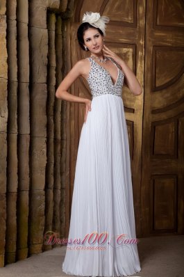 Stunning Beaded V-neck Chiffon Prom Dress