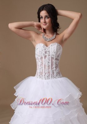 Stunning Beaded Bridal Dresses Sweetheart Organza Layered