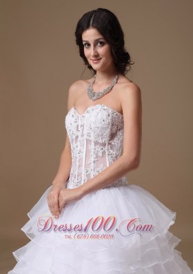 Stunning Beaded Bridal Dresses Sweetheart Organza Layered