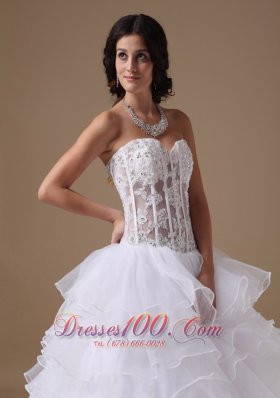 Stunning Beaded Bridal Dresses Sweetheart Organza Layered