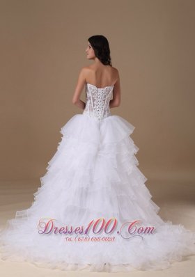 Stunning Beaded Bridal Dresses Sweetheart Organza Layered