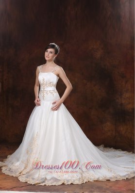 Gorgeous Embroidery Strapless Taffeta Wedding Dress