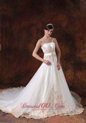 Gorgeous Embroidery Strapless Taffeta Wedding Dress