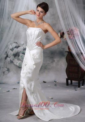 Qualified Satin Mermaid Strapless Beaded Wedding Dress