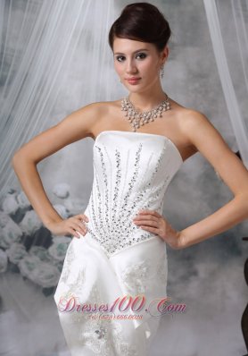 Qualified Satin Mermaid Strapless Beaded Wedding Dress