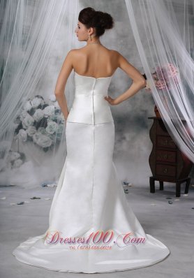 Qualified Satin Mermaid Strapless Beaded Wedding Dress