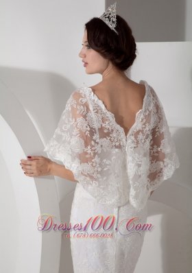 Unique Column V-neck Lace Bridal Dress