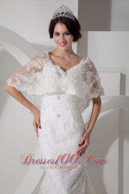 Unique Column V-neck Lace Bridal Dress