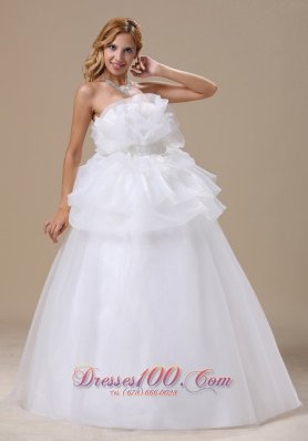 Special Appliques Decorate Bust Strapless Bridal Dresses