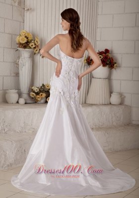 Romantic Princess Strapless Wedding Dress Floral Beaded